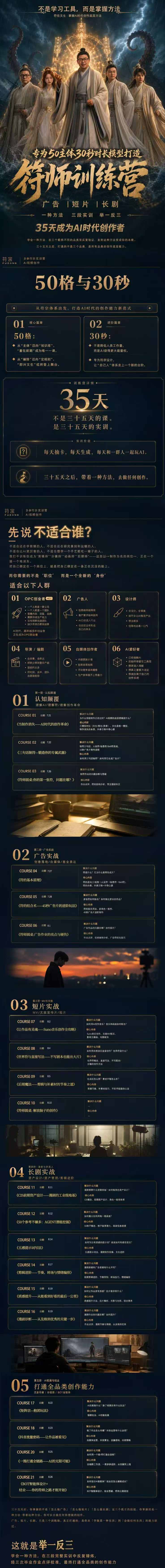 （20186期）符师训练营-35天成为AI时代创作者，广告+短片+长剧+智能体四大实战方向，掌握从创意到上线的完整工作流