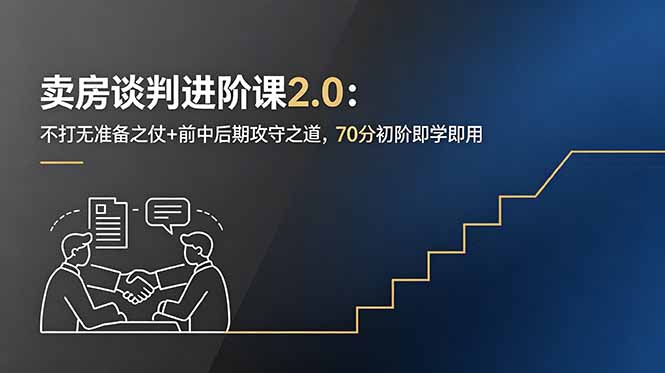 (18768期)卖房谈判进阶课2.0:不打无准备之仗+前中后期攻守之道,70分初阶即学即用