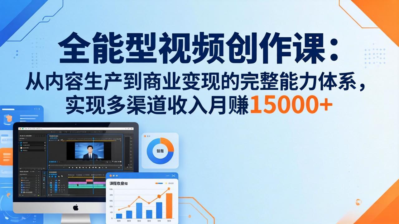 （17718期）全能型视频创作课-26年3月更新：从内容生产到商业变现的完整能力体系，多渠道收入月赚15000+网创吧-网创项目资源站-副业项目-创业项目-搞钱项目网创吧