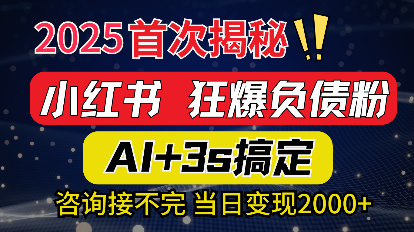 2025引流天花板：最新小红书狂暴负债粉思路，咨询接不断，当日入2000+网创库-网创项目资源站-副业项目-创业项目-搞钱项目网创吧