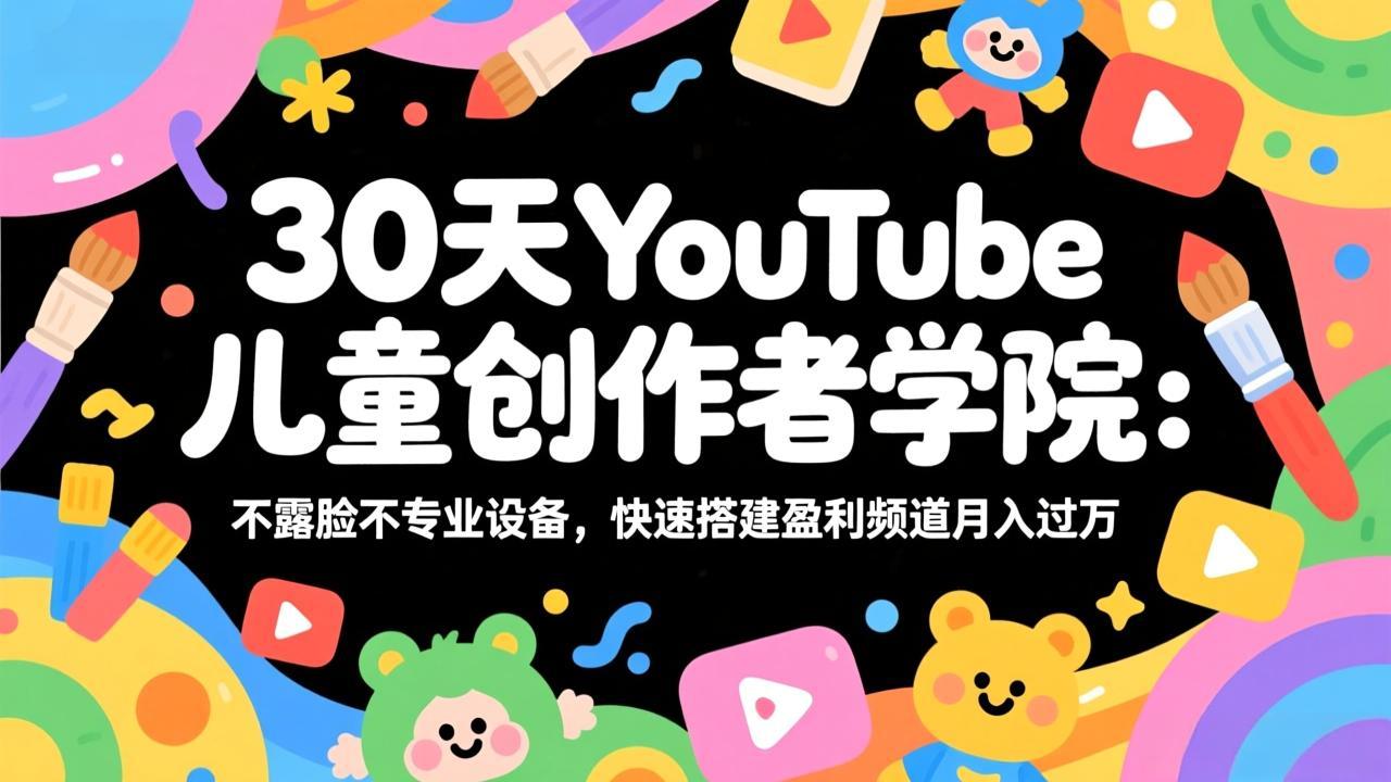(17554期)30天YouTube儿童创作者学院:不露脸不专业设备,快速搭建盈利频道月入过万网创吧-网创项目资源站-副业项目-创业项目-搞钱项目网创吧
