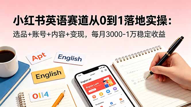 (18771期)小红书英语赛道从0到1落地实操:选品+账号+内容+变现,每月3000-1万稳定收益