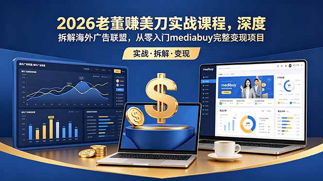 （18935期）2026老董赚美刀实战课程，深度拆解海外广告联盟，从零入门mediabuy完整变现项目网创库-网创项目资源站-副业项目-创业项目-搞钱项目网创吧