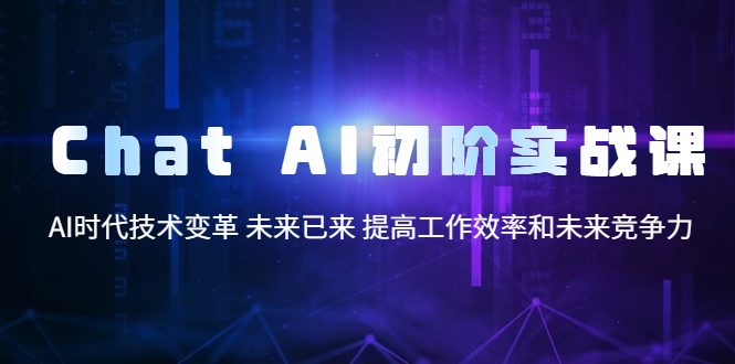 (5610期)Chat AI初阶实战课,AI时代技术变革 未来已来 提高工作效率和未来竞争力网创吧-网创项目资源站-副业项目-创业项目-搞钱项目网创吧