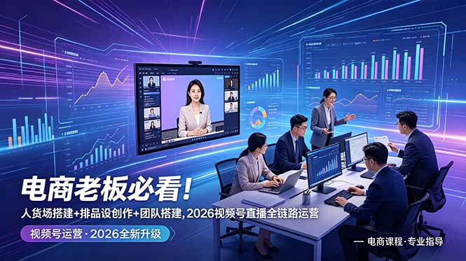 (18845期)电商老板必看!人货场搭建+排品设计+素材创作+团队搭建,2026视频号直播全链路运营