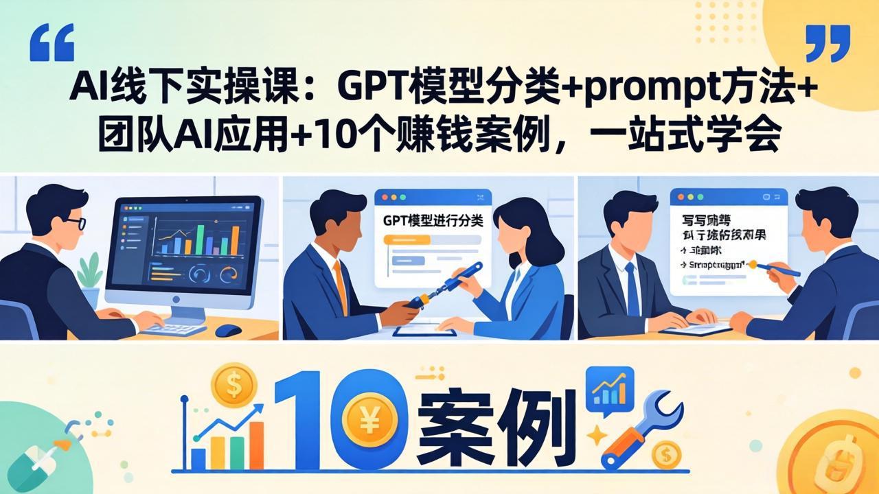 （18017期）AI线下实操课：GPT模型分类+prompt方法+团队AI应用+10个赚钱案例，一站式学会网创吧-网创项目资源站-副业项目-创业项目-搞钱项目网创吧