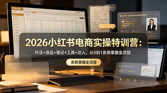 (18978期)2026小红书电商实操特训营:开店+选品+笔记+工具+达人,从0到1系统掌握全流程网创吧-网创项目资源站-副业项目-创业项目-搞钱项目网创吧
