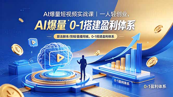 (18652期)AI爆量短视频实战课|一人轻创业,算法脚本剪辑直播同城,0-1搭建盈利体系