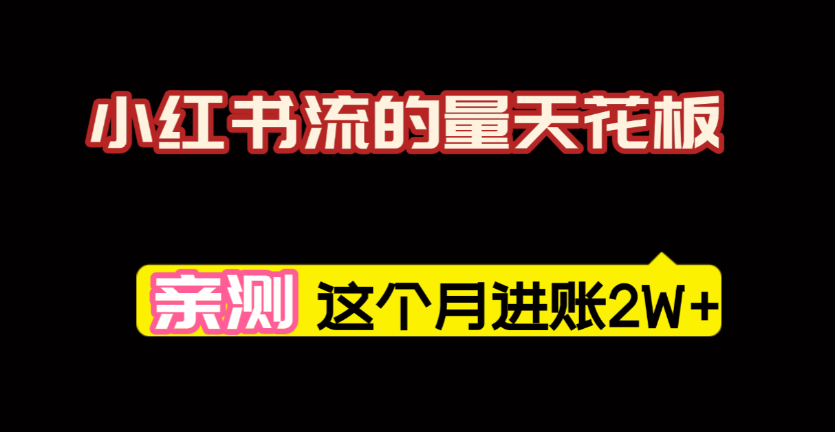 【亲测】小红书的这个赛道，简直就是流量天花板，我这个月已经赚2W+（附带教程）网创吧-网创项目资源站-副业项目-创业项目-搞钱项目网创吧