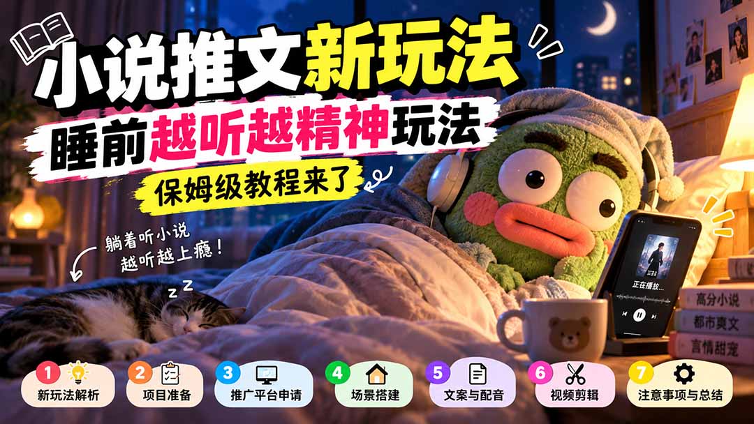 (20947期)小说推文新玩法,睡前越听越精神玩法,保姆级教程来了-网创项目资源站-副业项目_创业项目_搞钱项目_网创项目资源平台