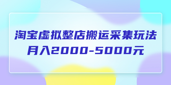 (5931期)淘宝虚拟整店搬运采集玩法分享课:月入2000-5000元(5节课)网创吧-网创项目资源站-副业项目-创业项目-搞钱项目网创吧