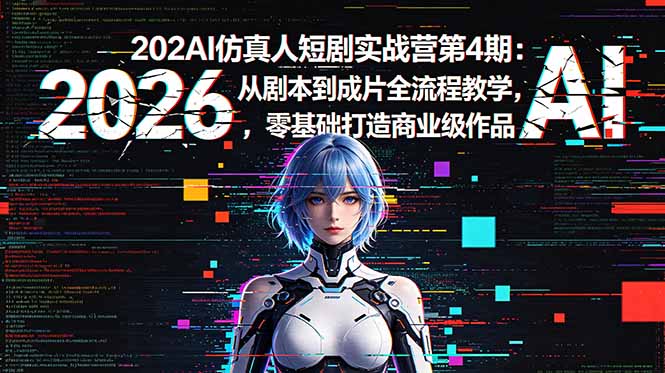 （18656期）2026AI仿真人短剧实战营第4期：从剧本到成片全流程教学，零基础打造商业级作品网创库-网创项目资源站-副业项目-创业项目-搞钱项目网创吧