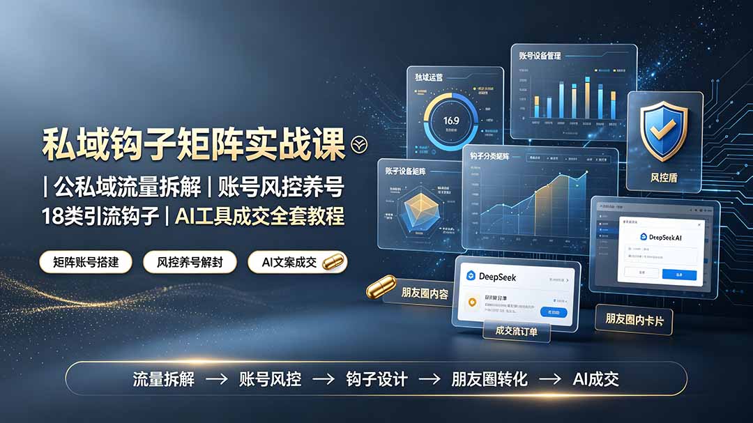 (19321期)私域钩子矩阵实战课〓公私域流量拆解|账号风控养号|18类引流钩子|AI工具成交全套教程网创吧-网创项目资源站-副业项目-创业项目-搞钱项目网创吧