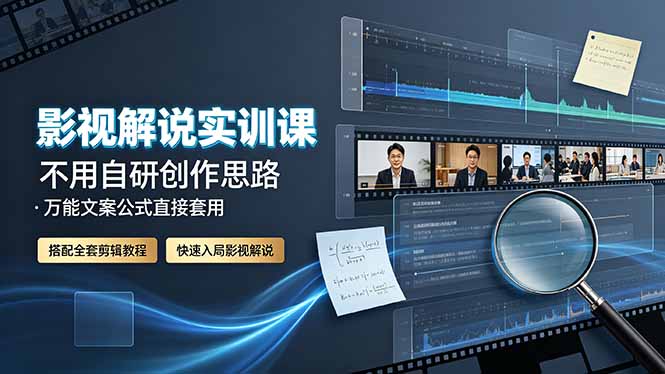 （19183期）影视解说实训课：不用自研创作思路，万能文案公式直接套用，搭配全套剪辑教程，快速入局影视解说网创吧-网创项目资源站-副业项目-创业项目-搞钱项目网创吧