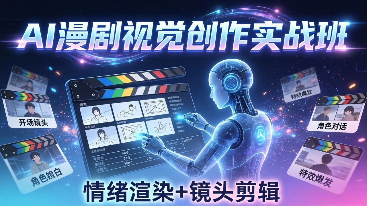 （17874期）AI漫剧视觉导演思维实战班，从脚本到成片全掌握，分镜设计情绪渲染一站学会网创吧-网创项目资源站-副业项目-创业项目-搞钱项目网创吧