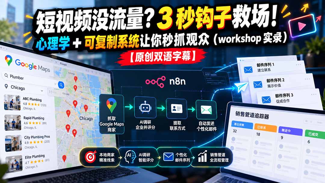 (21043期)短视频没流量?3 秒钩子救场!心理学 + 可复制系统让你秒抓观众(workshop 实录)【原创双语字幕】-网创项目资源站-副业项目_创业项目_搞钱项目_网创项目资源平台