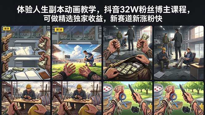 （18826期）体验人生副本动画教学， 抖音32W粉丝博主课程，可做精选独家收益，新赛道新涨粉快网创吧-网创项目资源站-副业项目-创业项目-搞钱项目网创吧