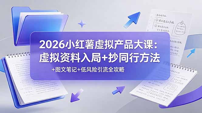 (19035期)2026小红薯虚拟产品大课:虚拟资料入局+抄同行方法+图文笔记+低风险引流全攻略