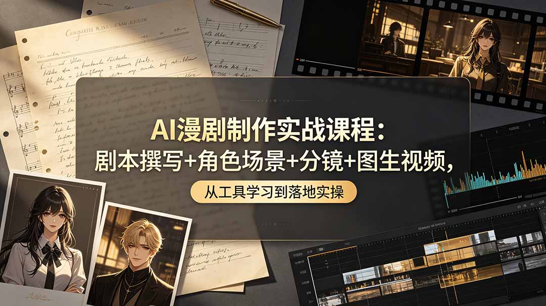 （19020期）AI漫剧制作实战课程：剧本撰写+角色场景+分镜+图生视频，从工具学习到落地实操网创库-网创项目资源站-副业项目-创业项目-搞钱项目网创吧