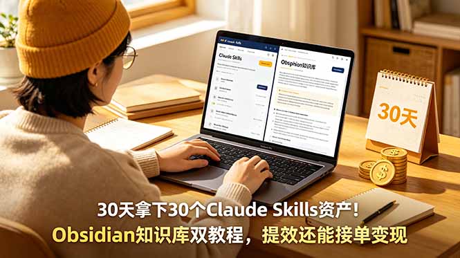 (18886期)30天拿下30个Claude Skills资产!Obsidian知识库双教程,提效还能接单变现