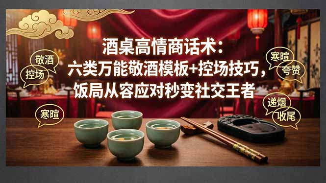 (18020期)付费文章:酒桌高情商话术:六类万能敬酒模板+控场技巧,饭局从容应对秒变社交王者网创库-网创项目资源站-副业项目-创业项目-搞钱项目网创吧