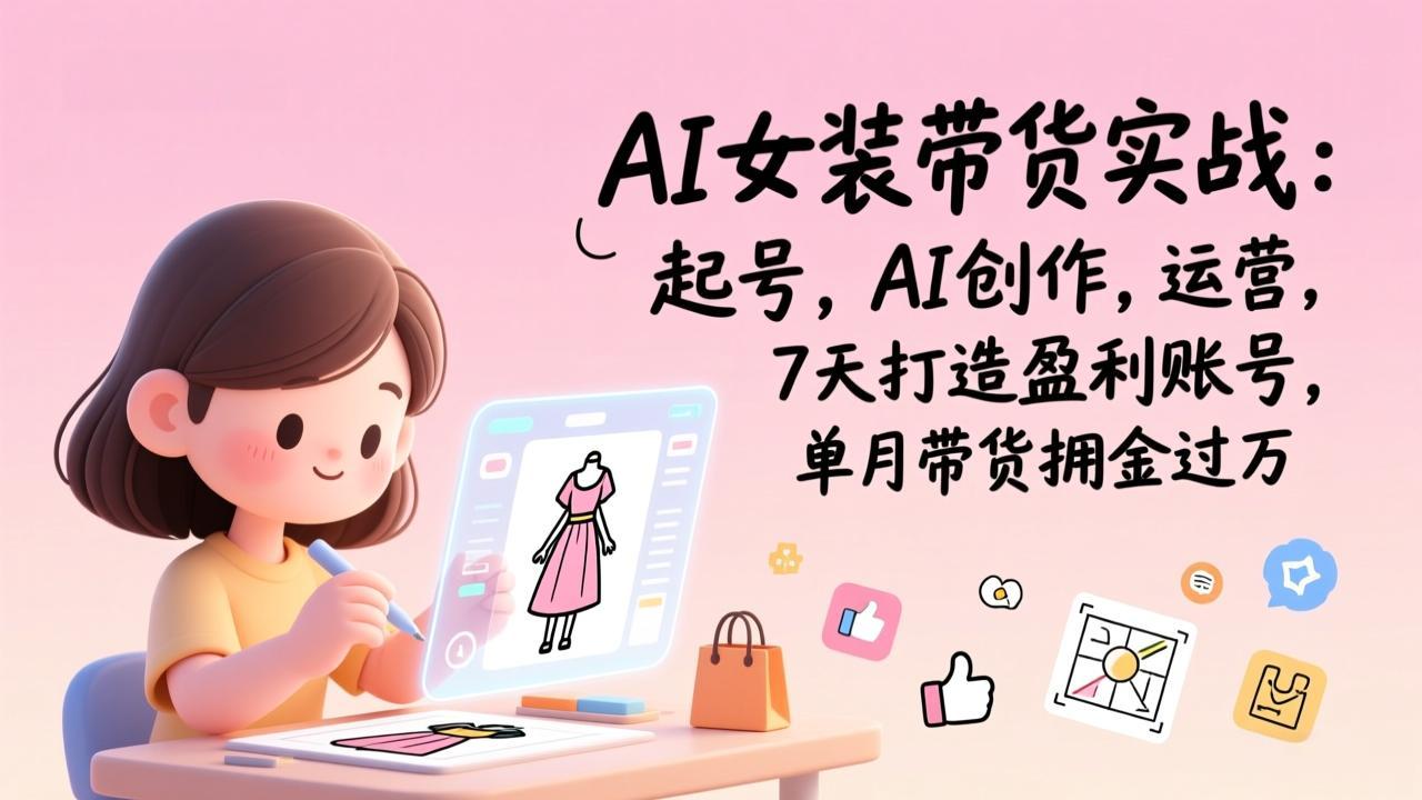 （17117期）AI女装带货实战班（完结）：起号，AI创作，运营，7天打造盈利账号，单月带货佣金过万网创吧-网创项目资源站-副业项目-创业项目-搞钱项目网创吧
