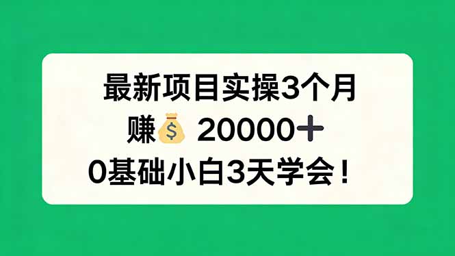 (17856期)最新项目实操3个月,赚钱20000+,0基础小白3天学会!网创吧-网创项目资源站-副业项目-创业项目-搞钱项目网创吧