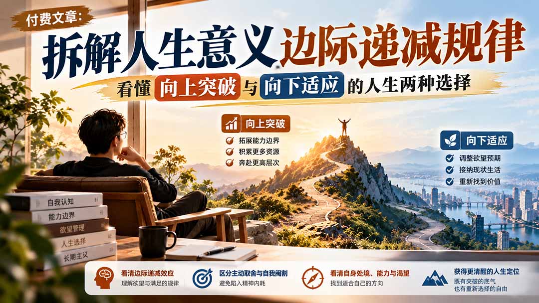 （21233期）付费文章：拆解人生意义边际递减规律，看懂向上突破与向下适应的人生两种选择-网创项目资源站-副业项目_创业项目_搞钱项目_网创项目资源平台