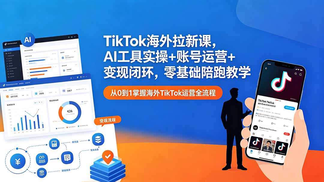 (18522期)TikTok海外拉新课,AI工具实操+账号运营+变现闭环,零基础陪跑教学