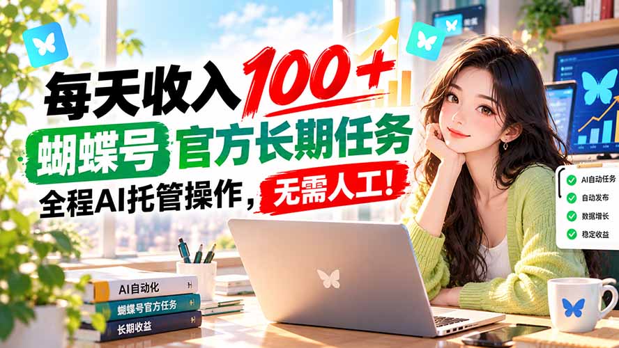 (20630期)每天收入100+, 蝴蝶号官方长期任务, 全程ai托管操作,无需人工!网创吧-网创项目资源站-副业项目-创业项目-搞钱项目网创吧