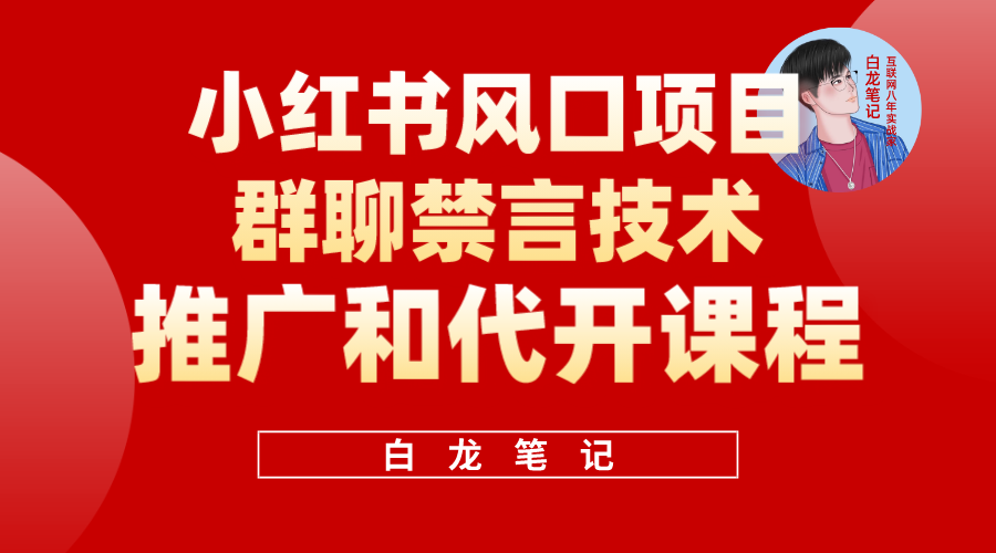 （5973期）小红书风口项目日入300+，小红书群聊禁言技术代开项目，适合新手操作网创吧-网创项目资源站-副业项目-创业项目-搞钱项目网创吧
