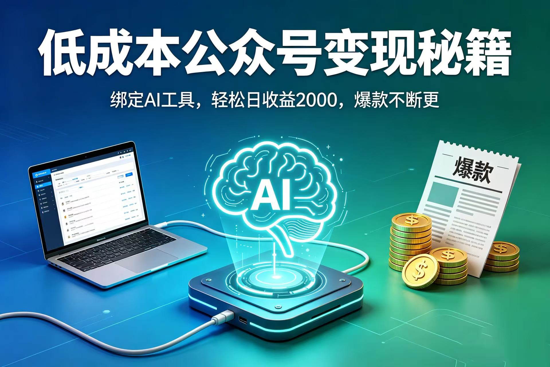 低成本公众号变现秘籍:绑定 AI 工具,轻松日收益 2000,爆款不断更网创吧-网创项目资源站-副业项目-创业项目-搞钱项目网创吧