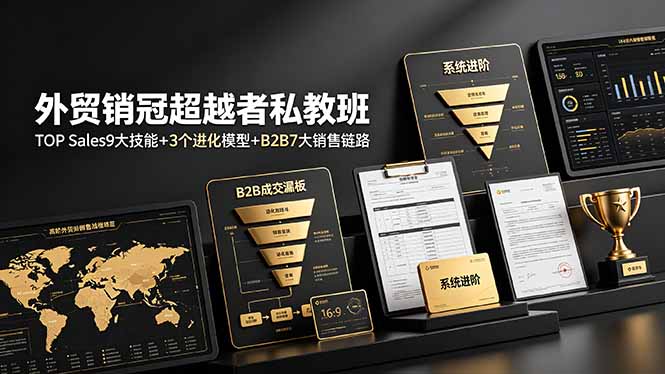 (19156期)外贸销冠超越者私教班:TOP Sales9大技能+3个进化模型+B2B7大销售链路,系统进阶