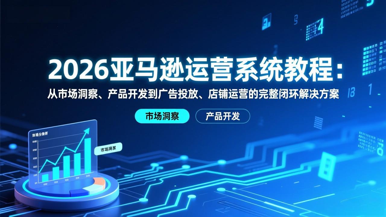 (17208期)2026亚马逊运营系统教程:从市场洞察、产品开发到广告投放、店铺运营的完整闭环解决方案