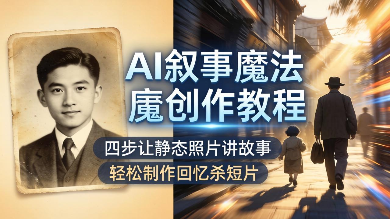 (18208期)AI叙事魔法创作教程,四步让静态照片讲故事,老照片修复加动态特效,轻松制作回忆杀短片网创吧-网创项目资源站-副业项目-创业项目-搞钱项目网创吧
