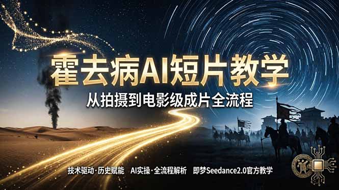 (18155期)《霍去病》AI短片教学:即梦AI Seedance2.0实操,从拍摄到电影级成片全流程网创吧-网创项目资源站-副业项目-创业项目-搞钱项目网创吧