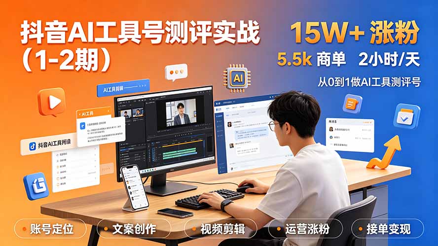 (19380期)抖音AI工具号测评实战(1-2期):单号涨粉15W+×商单5.5k×伙伴计划×普通人可复制,每天2小时长期可持续网创吧-网创项目资源站-副业项目-创业项目-搞钱项目网创吧
