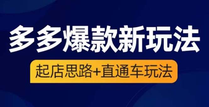 （6028期）2023拼多多爆款·新玩法：起店思路+直通车玩法（3节精华课）网创吧-网创项目资源站-副业项目-创业项目-搞钱项目网创吧