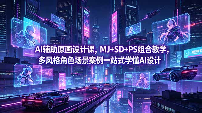 （18731期）AI辅助原画设计课，MJ+SD+PS组合教学，多风格角色场景案例一站式学懂AI设计网创吧-网创项目资源站-副业项目-创业项目-搞钱项目网创吧