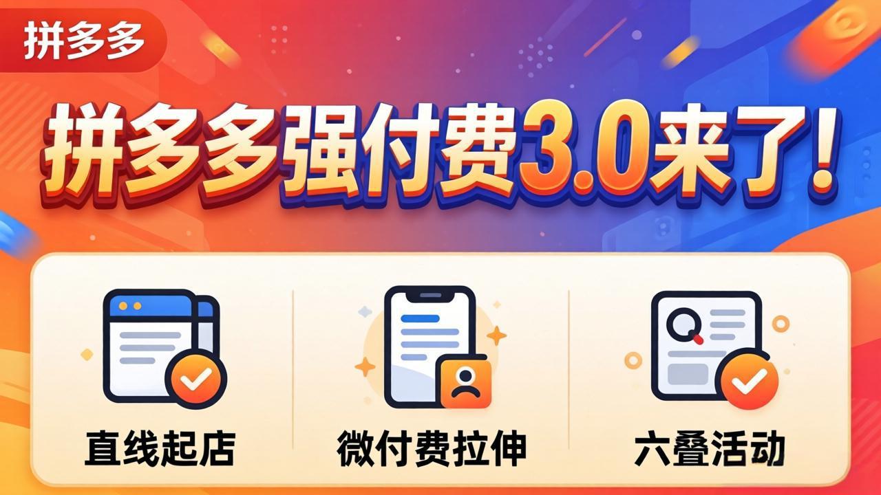 (18284期)拼多多强付费3.0来了(更新4月)直线起店+微付费拉伸+六叠活动,稳定起店破解流量瓶颈