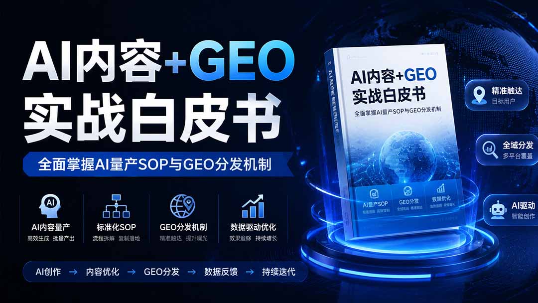 (19729期)AI内容+GEO实战白皮书。全面掌握AI量产SOP与GEO分发机制网创吧-网创项目资源站-副业项目-创业项目-搞钱项目网创吧