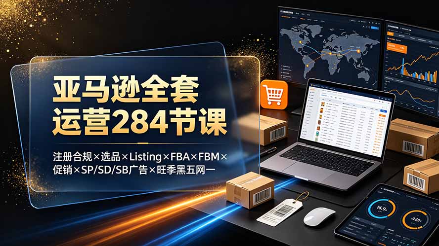 （19410期）亚马逊全套运营284节课：注册合规×选品×Listing×FBA×FBM×促销×SP/SD/SB广告×旺季黑五网一网创吧-网创项目资源站-副业项目-创业项目-搞钱项目网创吧