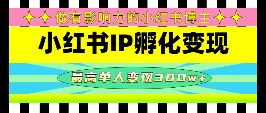 (4612期)某收费培训-小红书IP孵化变现:做有影响力的小红书博主,最高单人变现300w+