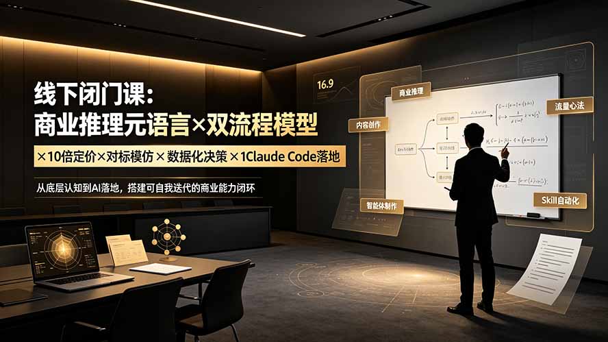 (19381期)线下闭门课:商业推理元语言×双流程模型×10倍定价×对标模仿×数据化决策×Claude Code落地,击穿认知盲区