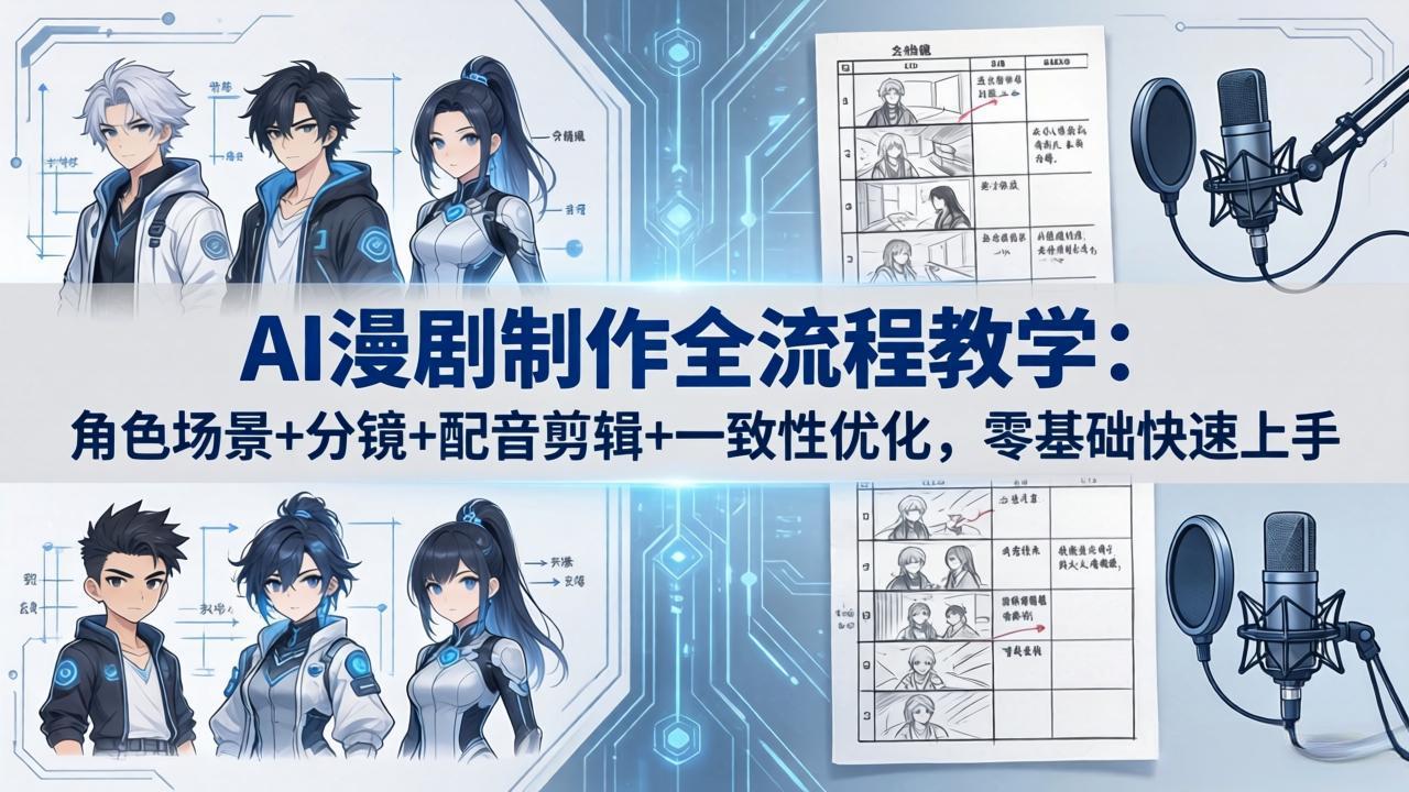 （18090期）AI漫剧制作全流程教学：角色场景+分镜+配音剪辑+一致性优化，零基础快速上手网创库-网创项目资源站-副业项目-创业项目-搞钱项目网创吧