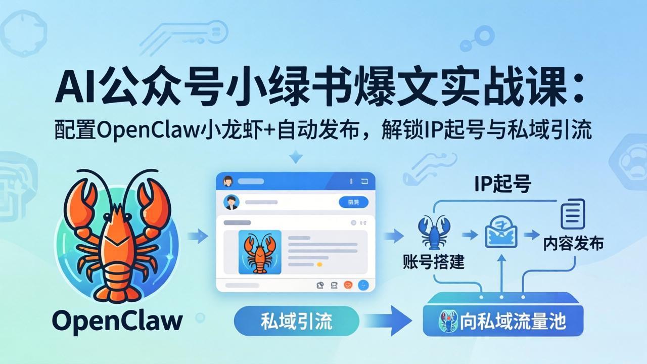 (18132期)AI公众号小绿书变现实战课:小绿书爆文写作+OpenClaw自动发布,解锁IP起号与私域引流网创库-网创项目资源站-副业项目-创业项目-搞钱项目网创吧