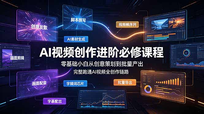 (19159期)AI视频创作进阶必修课程:零基础小白从创意策划到批量产出,完整跑通AI视频全创作链路