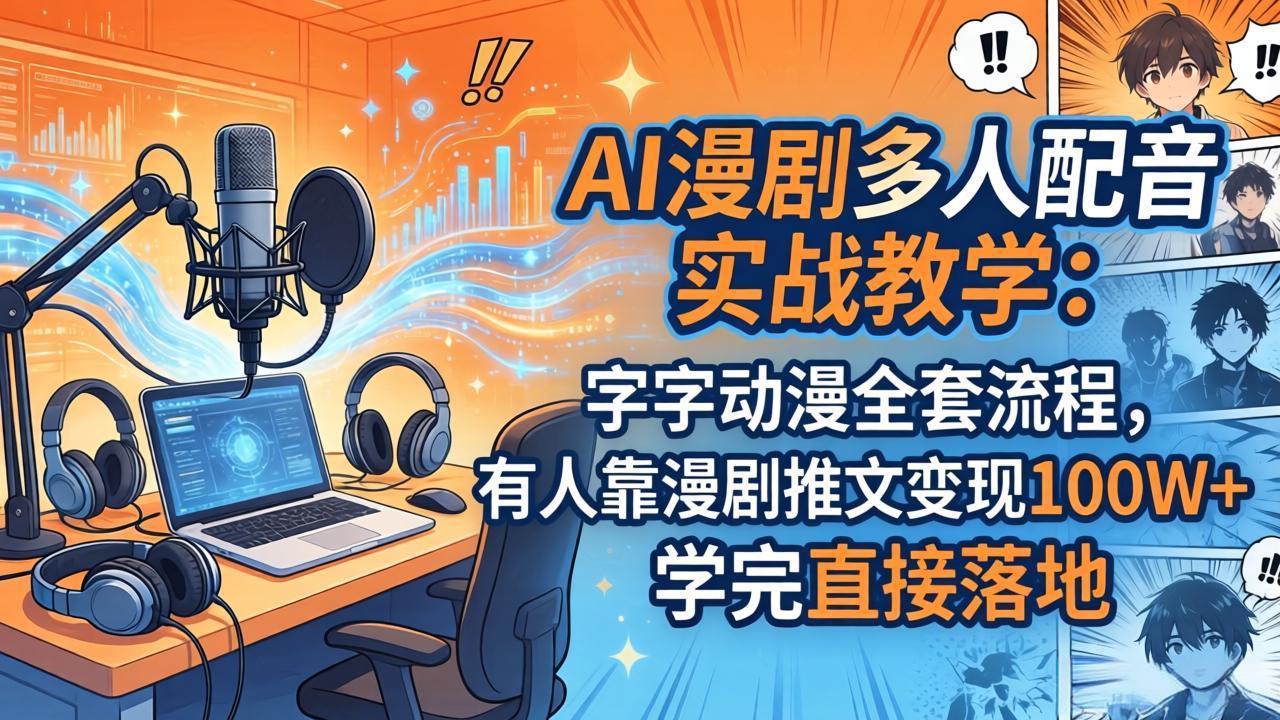 (18060期) AI漫剧多人配音实战教学:字字动漫全套流程,有人靠漫剧推文变现100W+,学完直接落地
