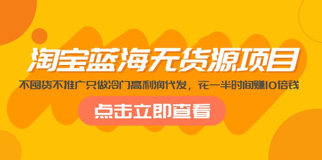 (5062期)淘宝蓝海无货源项目,不囤货不推广只做冷门高利润代发,花一半时间赚10倍钱