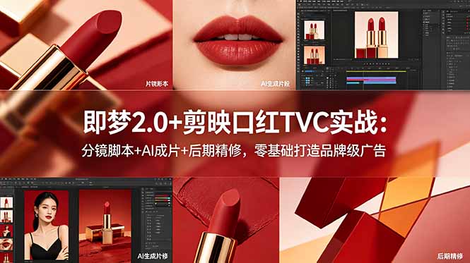 (18729期)即梦2.0+剪映口红TVC实战:分镜脚本+AI成片+后期精修,零基础打造品牌级广告网创吧-网创项目资源站-副业项目-创业项目-搞钱项目网创吧